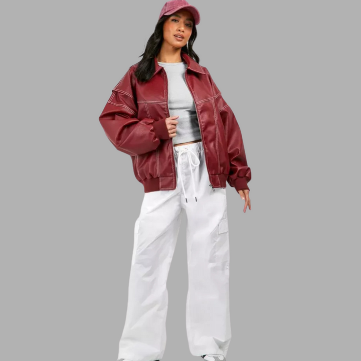 Marja | Plus Size Casual Bomber Jacket with Embroidery Details