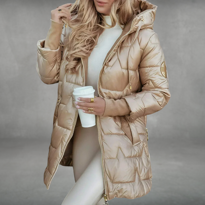 Mira | Long Quilted Jacket Beige