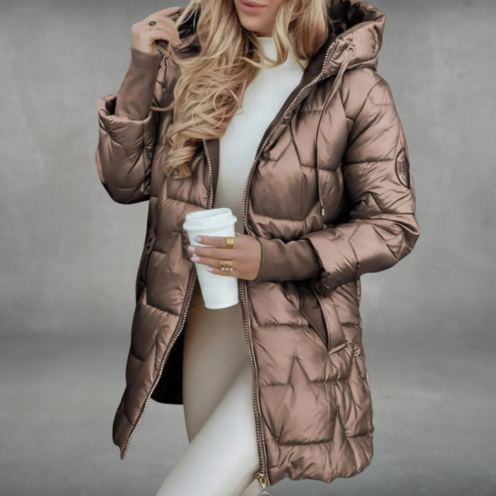 Mira | Long Quilted Jacket Coffee Brown