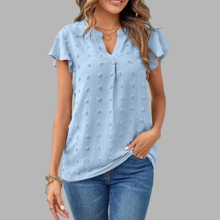 Kari | Chic Patchwork Blouse with Ruffles