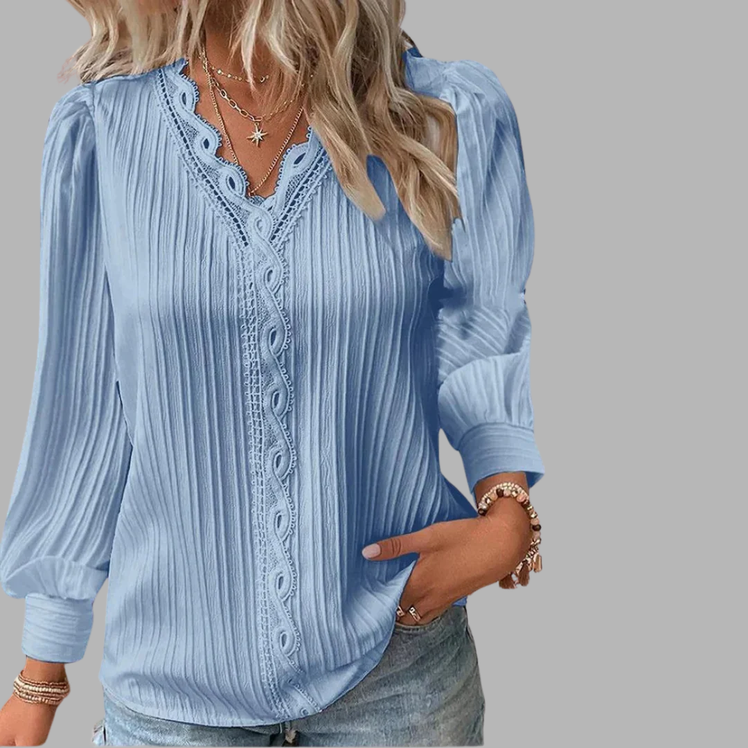 Cathrine | Blouse with Long Sleeves and V-Neck