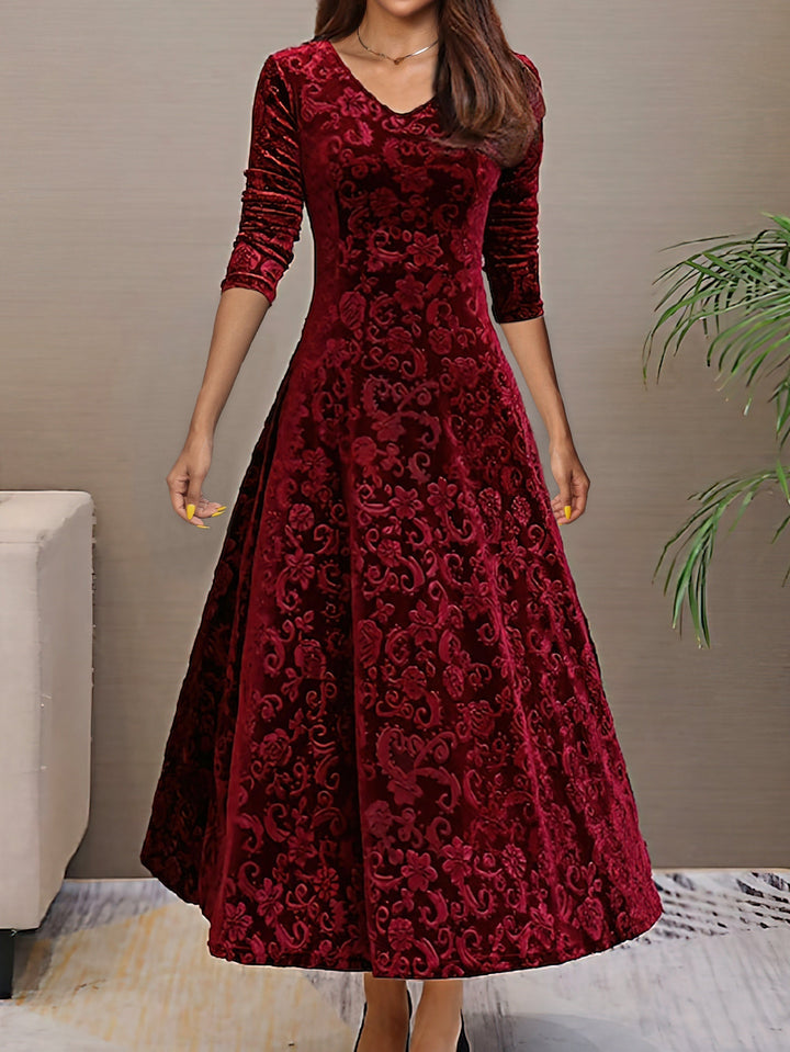 Kylie™ | Holiday Velvet Maxi Dress Deep Red
