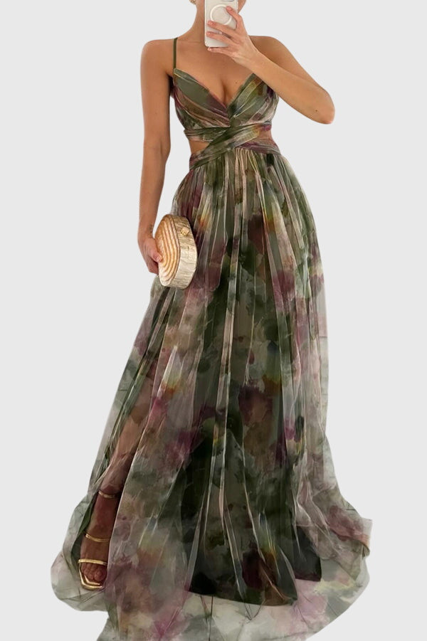 Claudette | Floral Maxi Dress Green