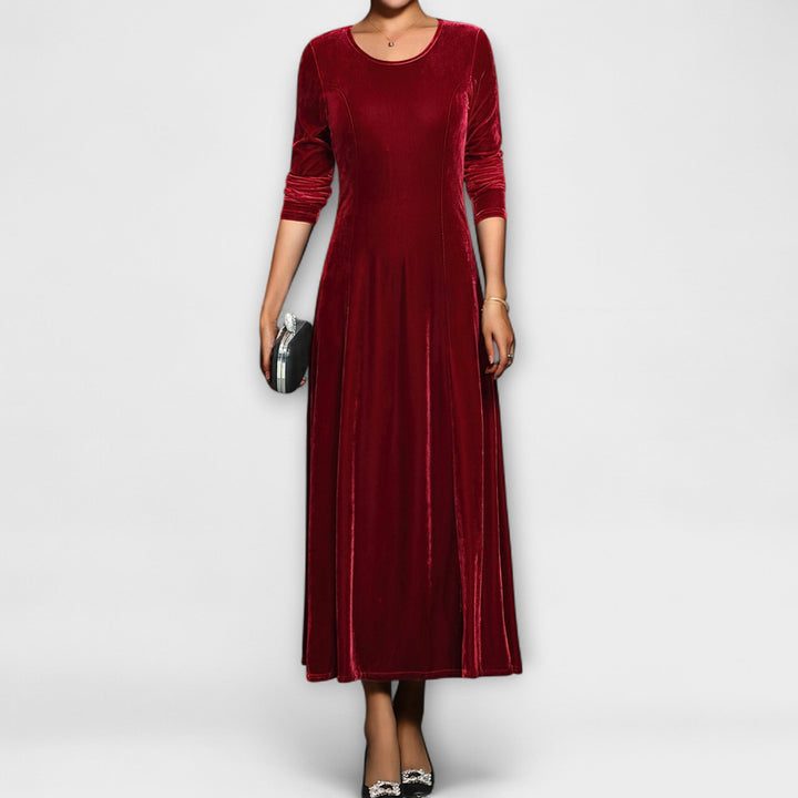 Maya™ | Soft Velvet A-Line Dress Red