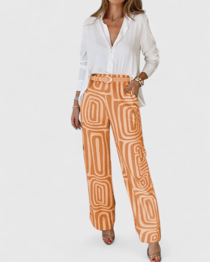 Ida | Elegant Two-Piece Set (Includes a Free Belt) Orange
