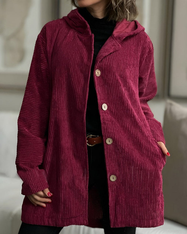 Ellen | Jacket with Buttons and Hood Red