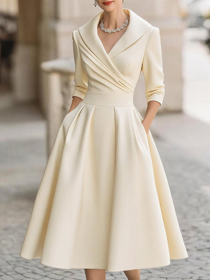 Lina | Holiday Elegance Dress Beige