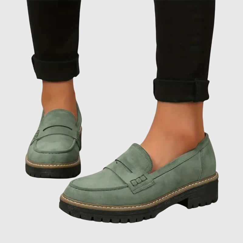 Melania | Timeless Suede Loafers Green