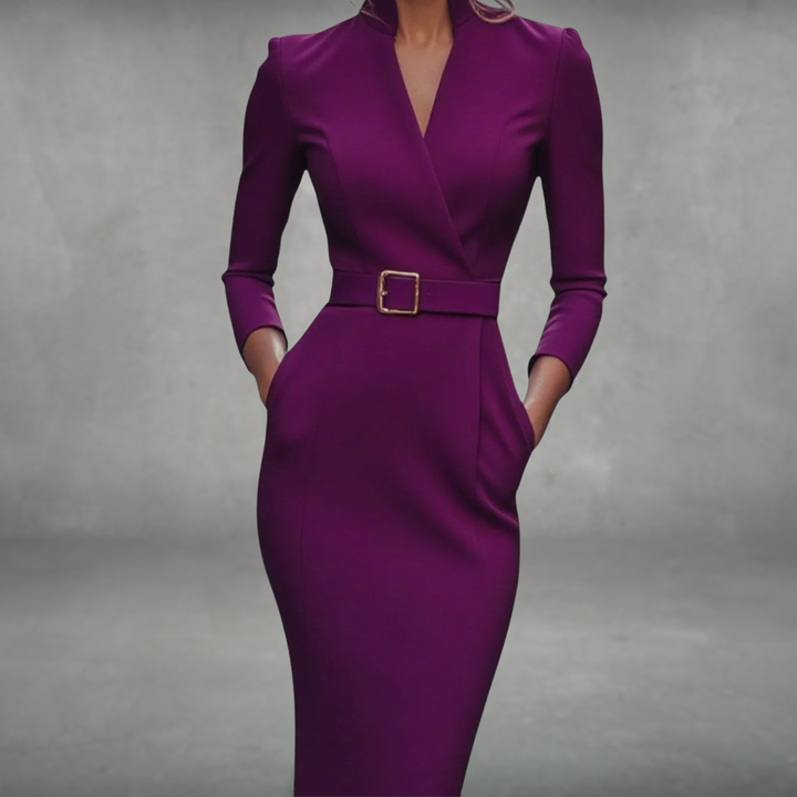 Jane | Elegant Belted Dress Purple