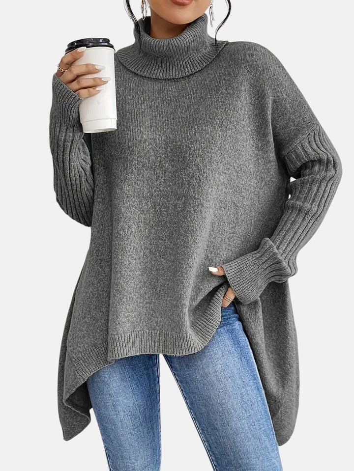 Brigitte | Long Turtle Neck Jumper Stone Grey