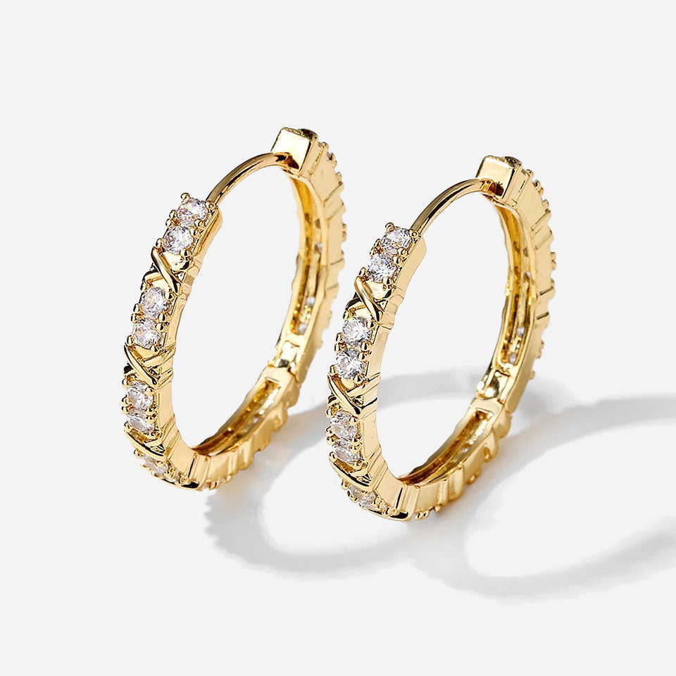 Renee | Zirconia Cross Earrings in 18K Gold