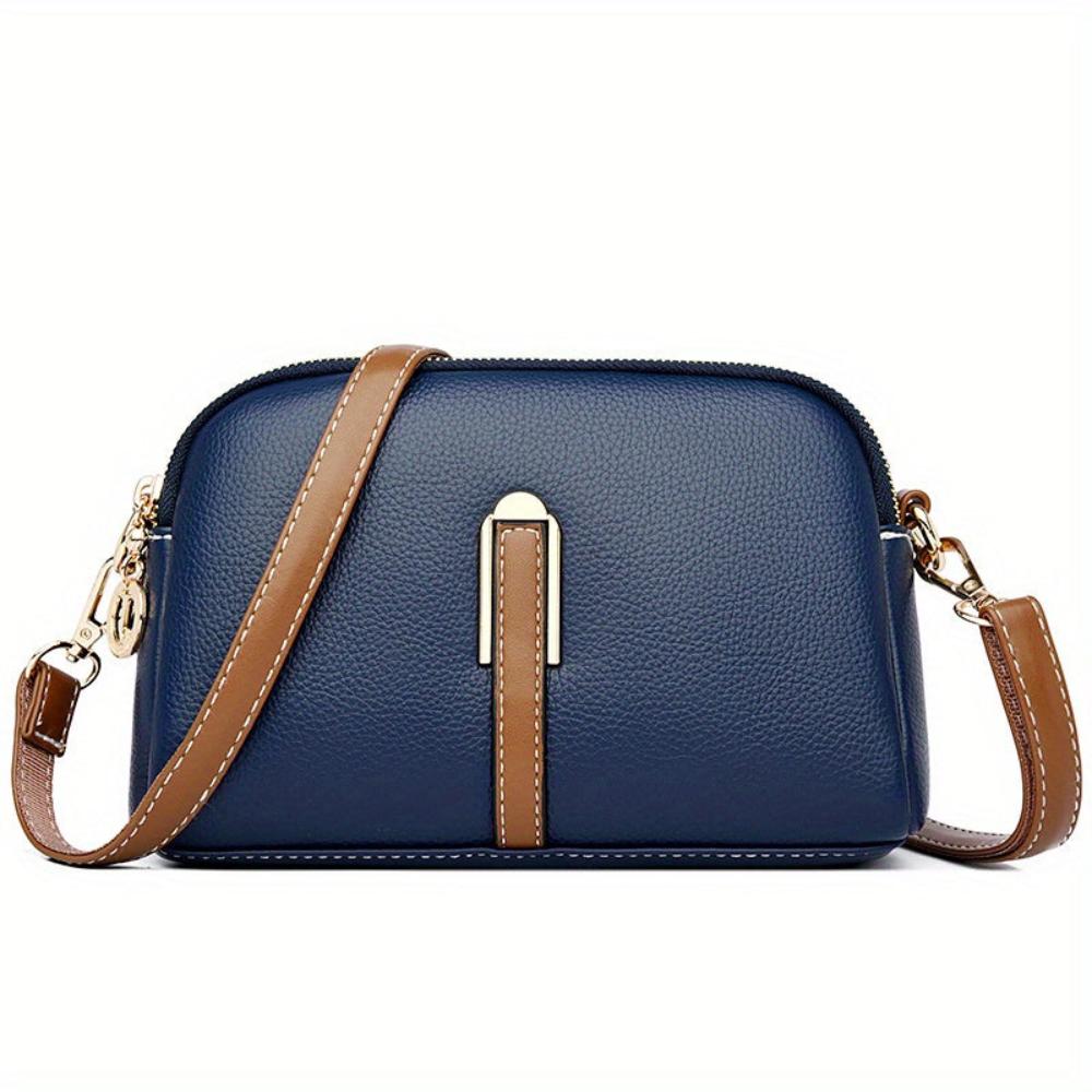 Mila Litchi Embossed Crossbody Bag Blue