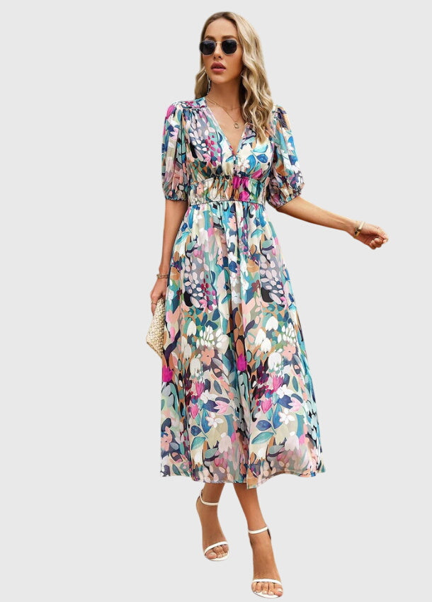 Joyce | Flattering Floral Midi Dress Floral