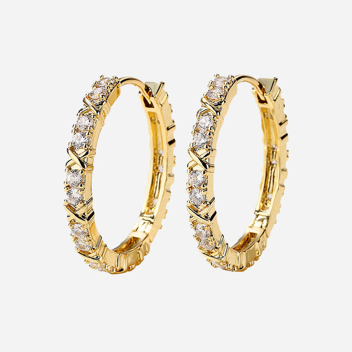 Renee | Zirconia Cross Earrings in 18K Gold