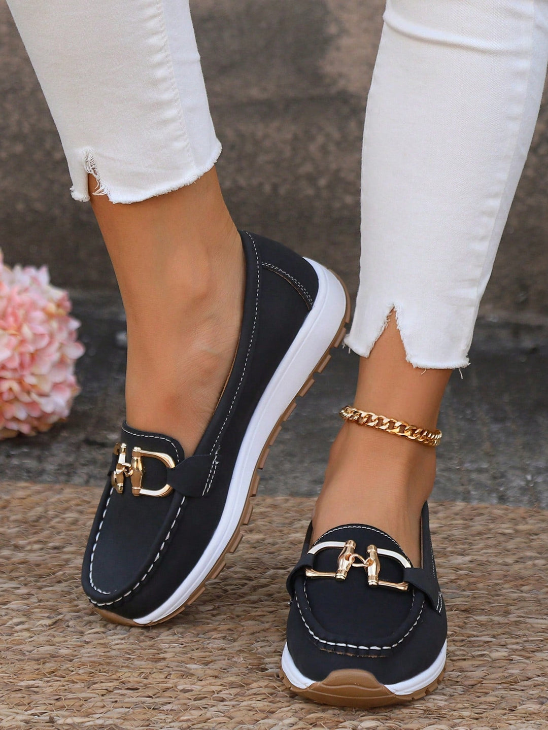 Ellie | Flat Buckle Loafers Black