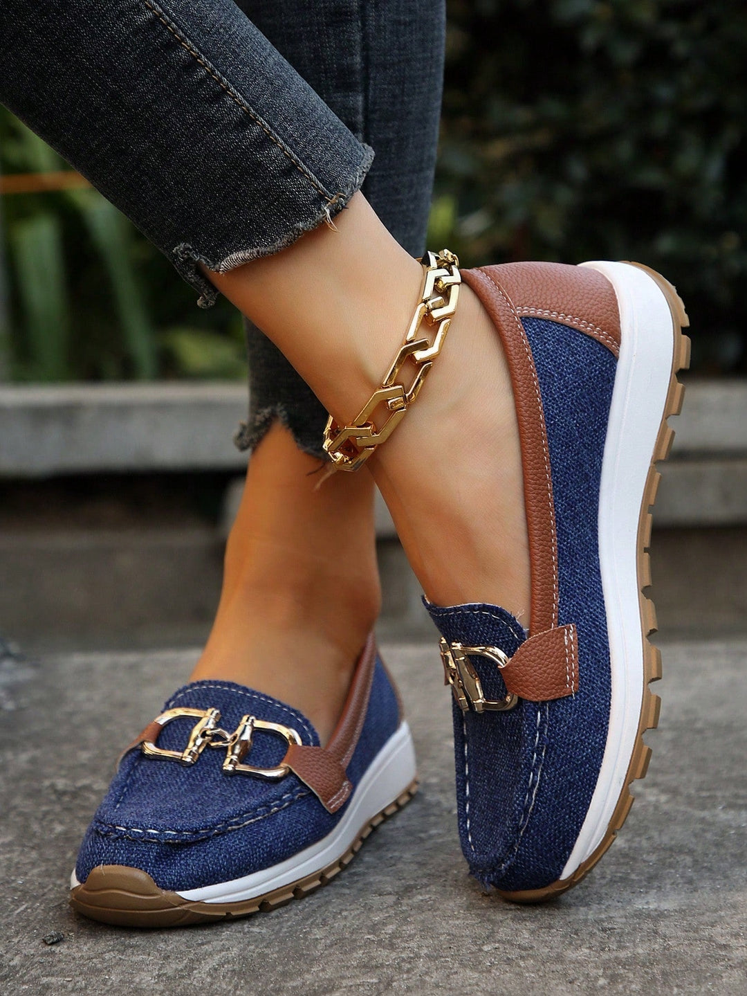 Ellie | Flat Buckle Loafers Marine Blue