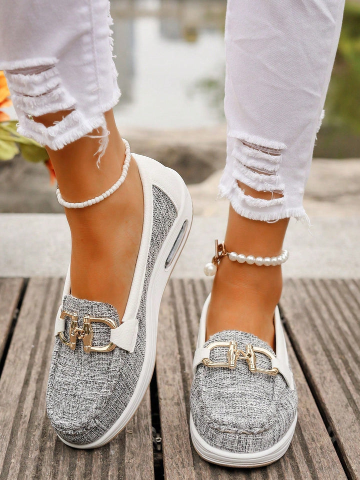 Ellie | Flat Buckle Loafers Gray