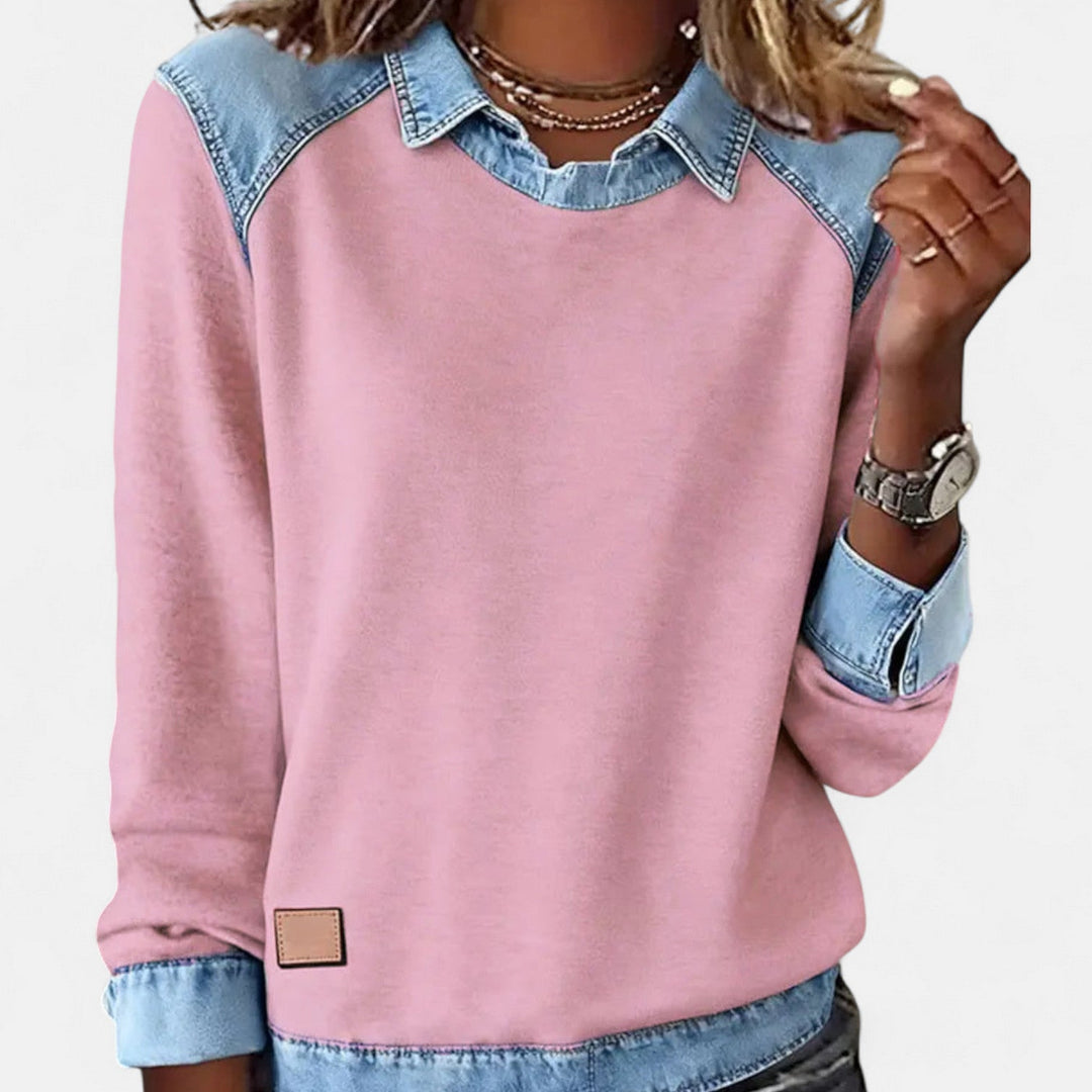 Trendy Long-Sleeve Blouse Pink