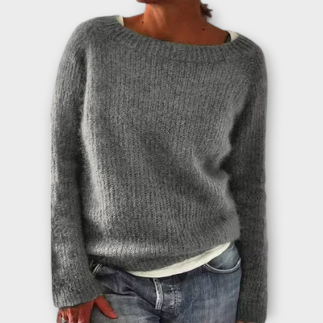 Regine | Solid Colour Knitted Jumper Grey