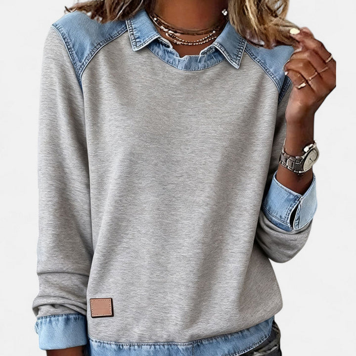 Trendy Long-Sleeve Blouse Grey