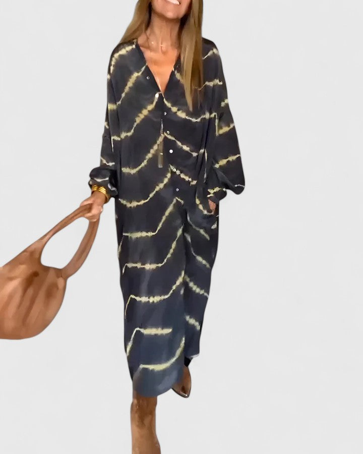 Britt | Elegant Boho Striped Maxi Dress