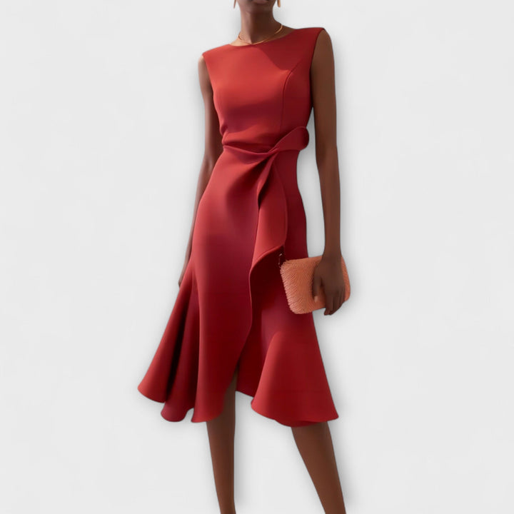 Misty | Sophisticated Midi Dress Red