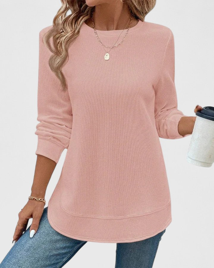 Jill | Elegant O-Neck Long Sleeve Pink
