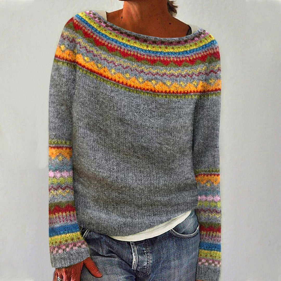 Melissa | Colorful and Comfortable Sweater Gray Rainbow