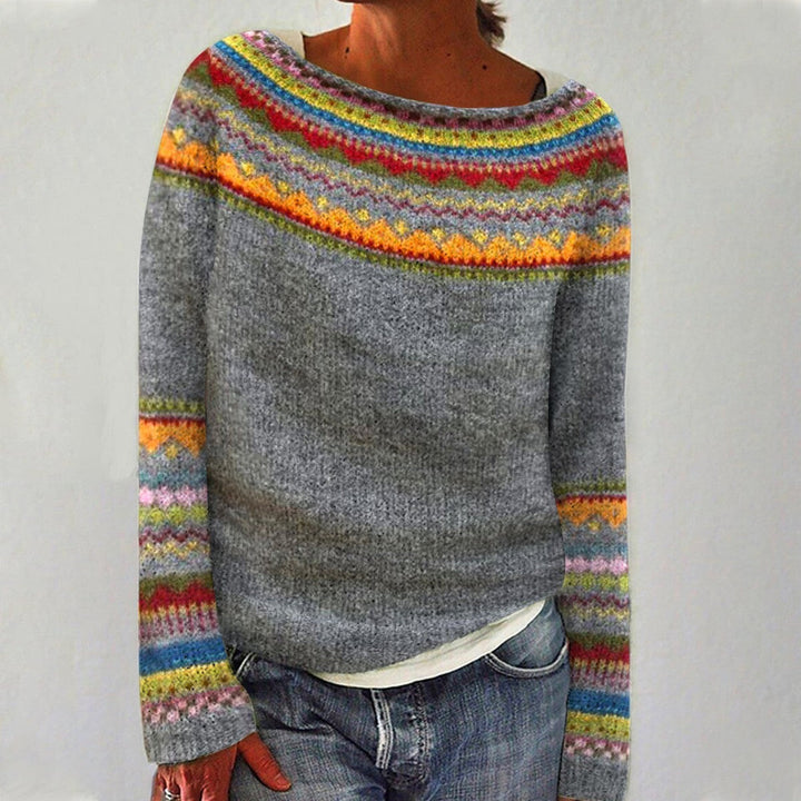 Melissa | Colorful and Comfortable Sweater Gray Rainbow