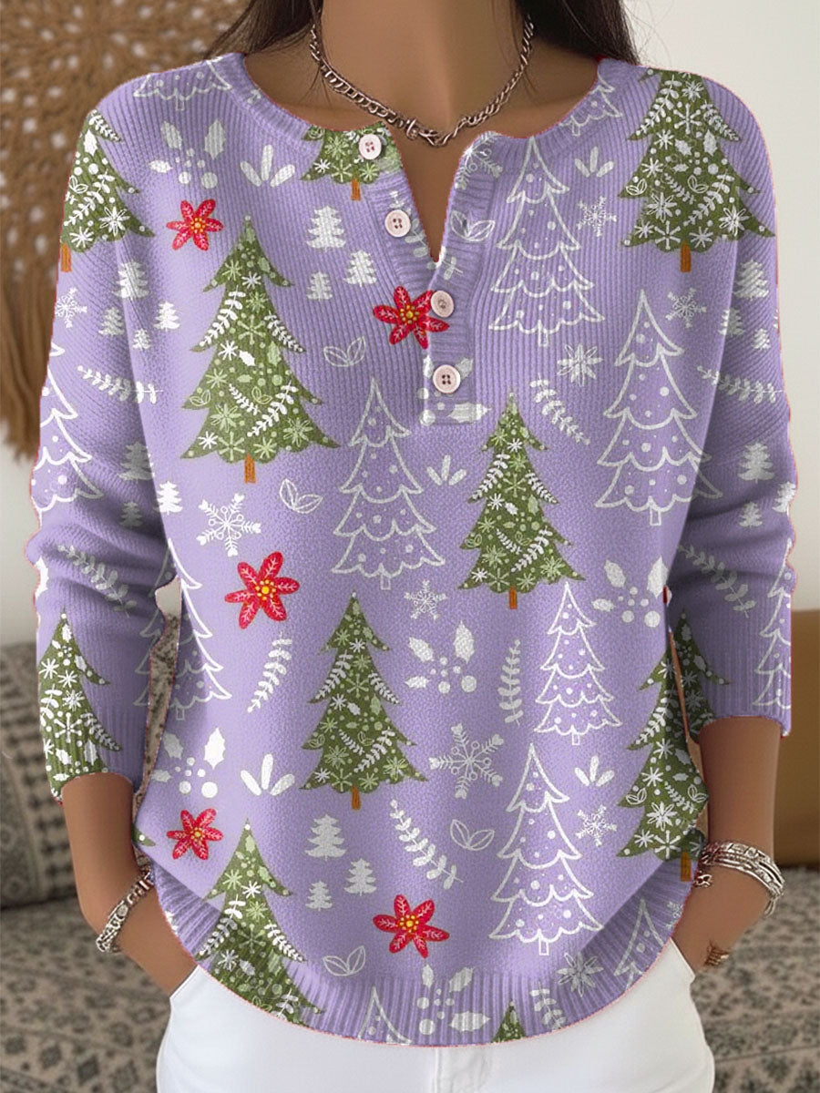 Sofie | Christmas Sweater with Buttons Purple