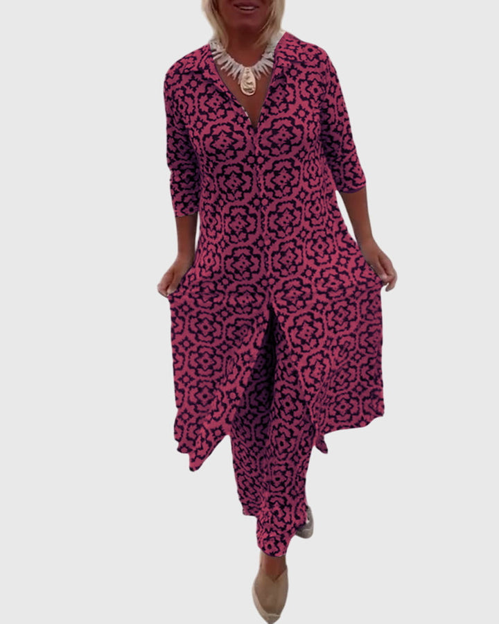 Sanne | Elegant Vintage Two-Piece Set Pink