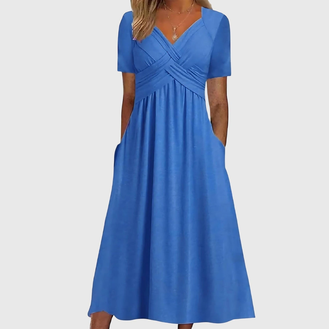 Veronica | Midi Dress with Tummy Control Blue