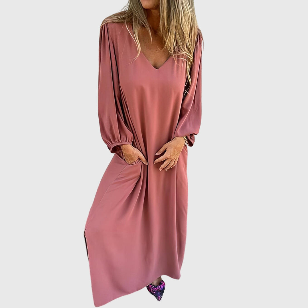 Vanessa | Long Boho Dress with Pockets Pink