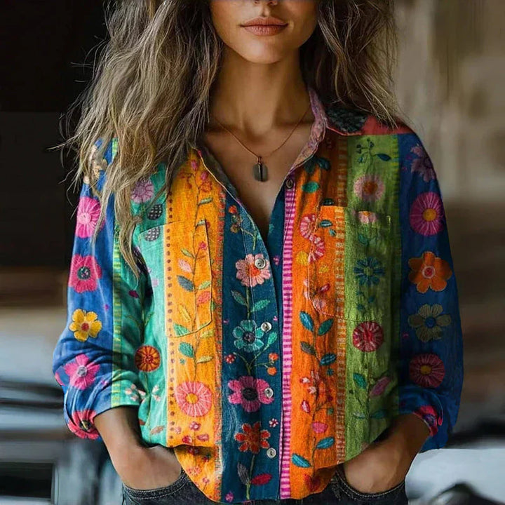 Nanna | Retro Floral Print Blouse Multicolored