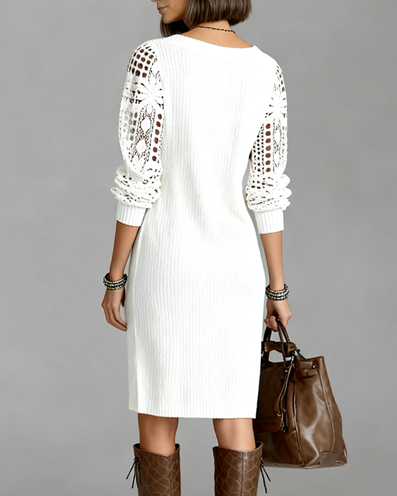 Zoe™ | Long Sleeve Lace V-Neck Dress