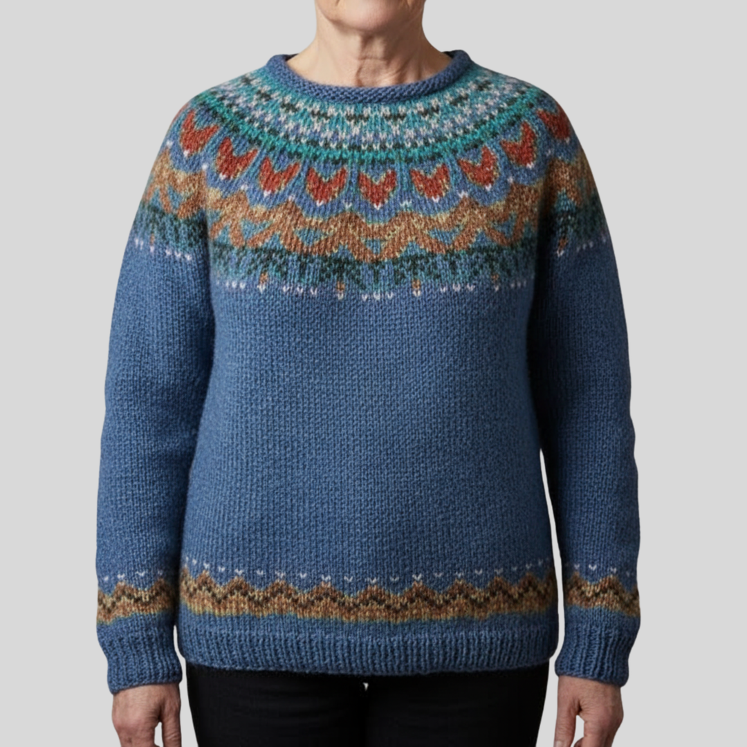 Lana | Elegant Vintage Crew Neck Blue