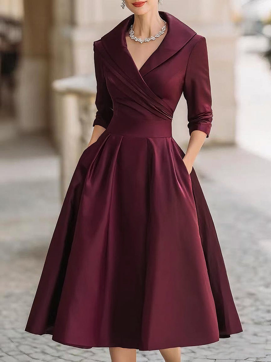Lina | Holiday Elegance Dress Wine
