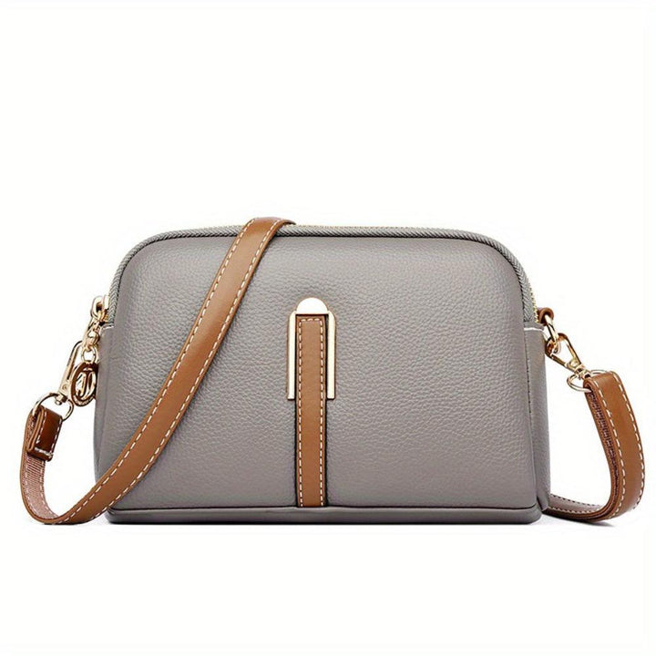 Mila Litchi Embossed Crossbody Bag Grey