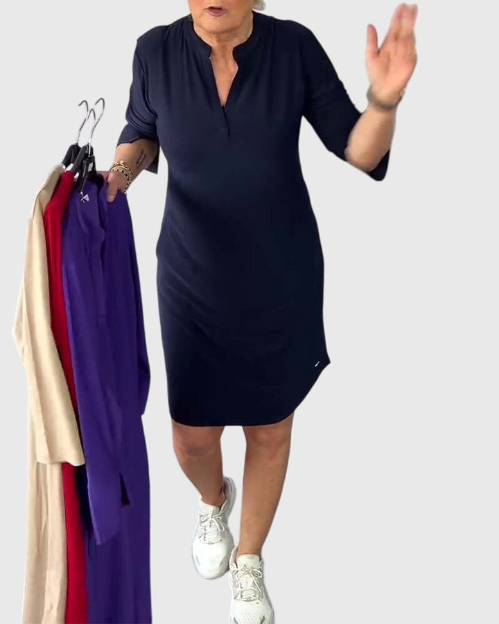 Clarissa | Solid V-Neck Dress