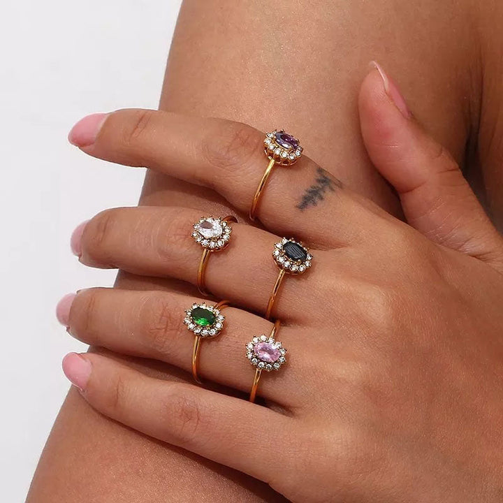 Alyssa | Green Zirconia Ring 18K Gold