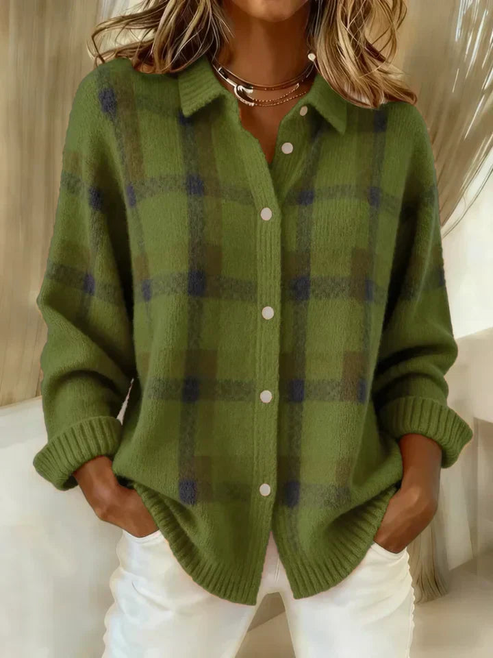 Claire | Cozy Button-Up Sweater Green