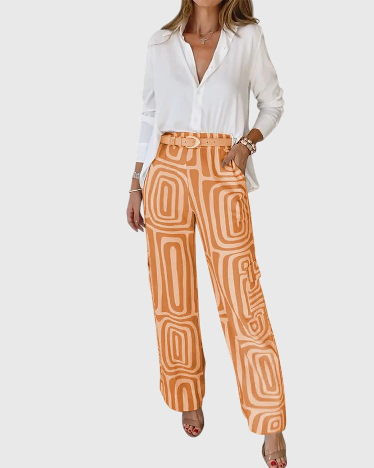 Dee | Stylish Pants + Free Blouse & Belt Orange
