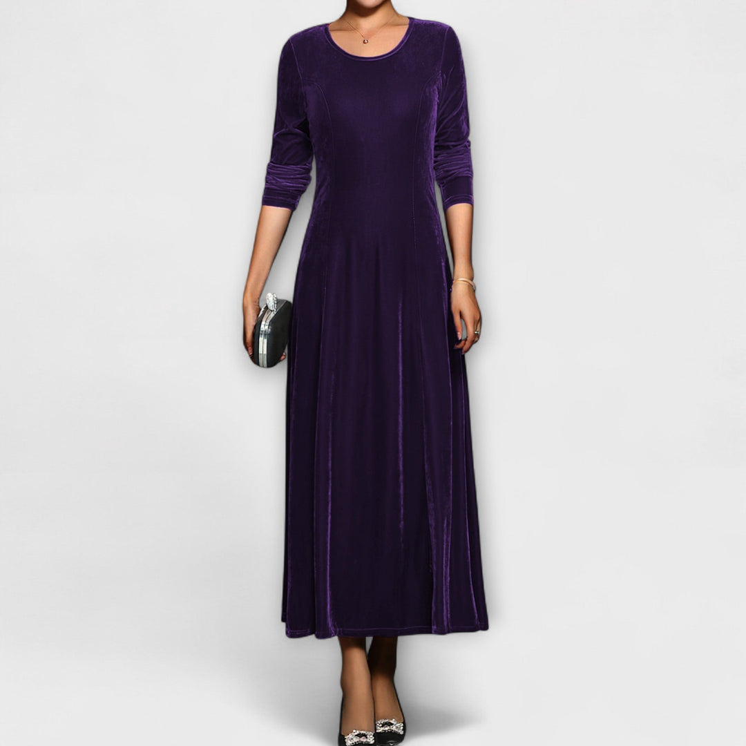 Maya™ | Soft Velvet A-Line Dress Purple