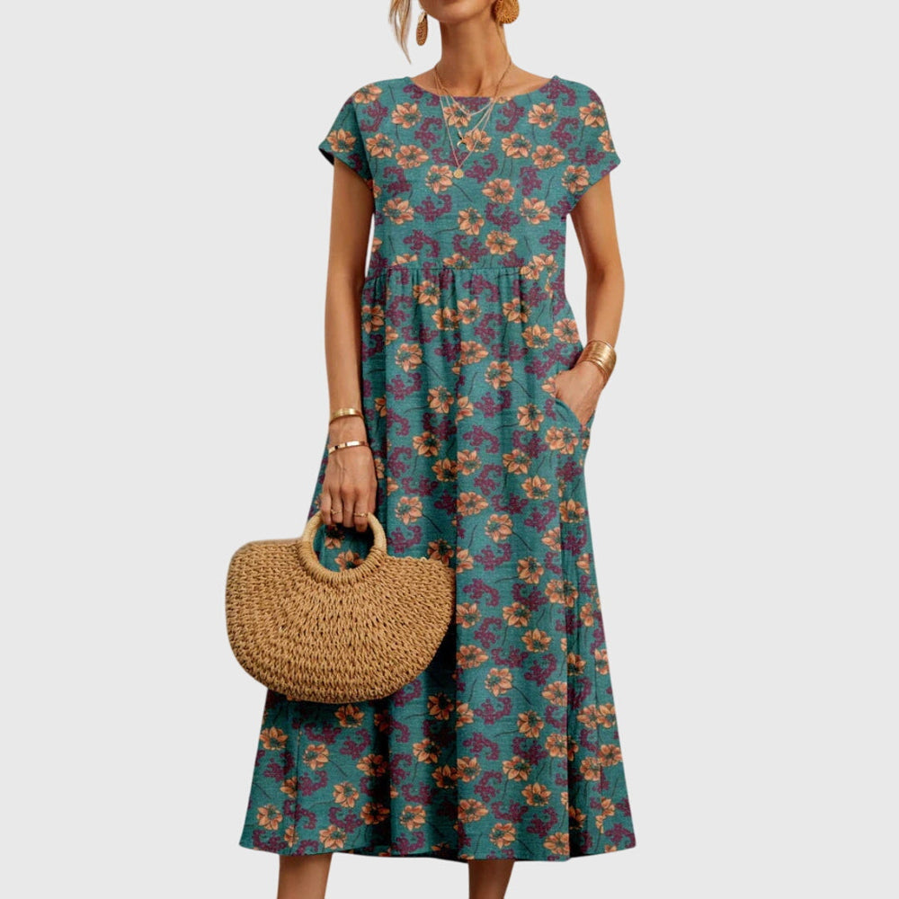 Vicki | Chic Floral Dress Blue