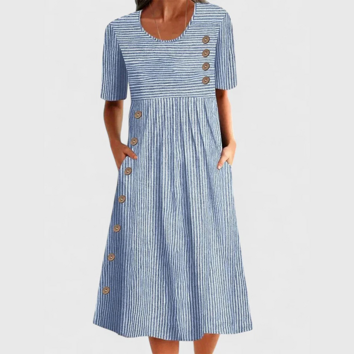 Lillian | Striped Midi Dress Blue