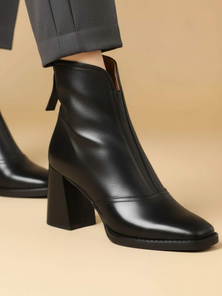 Diane | Sleek Leather Boots Midnight black