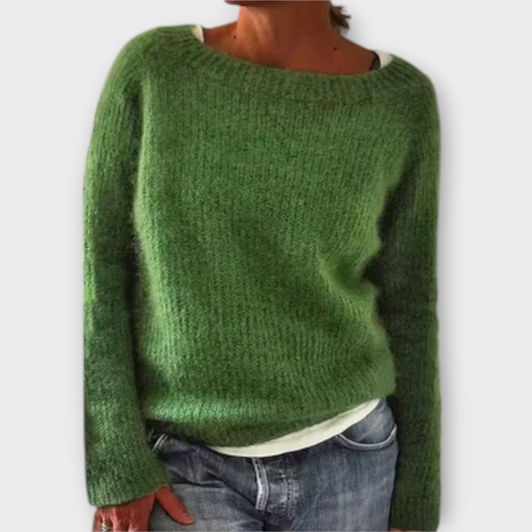 Regine | Solid Colour Knitted Jumper Green