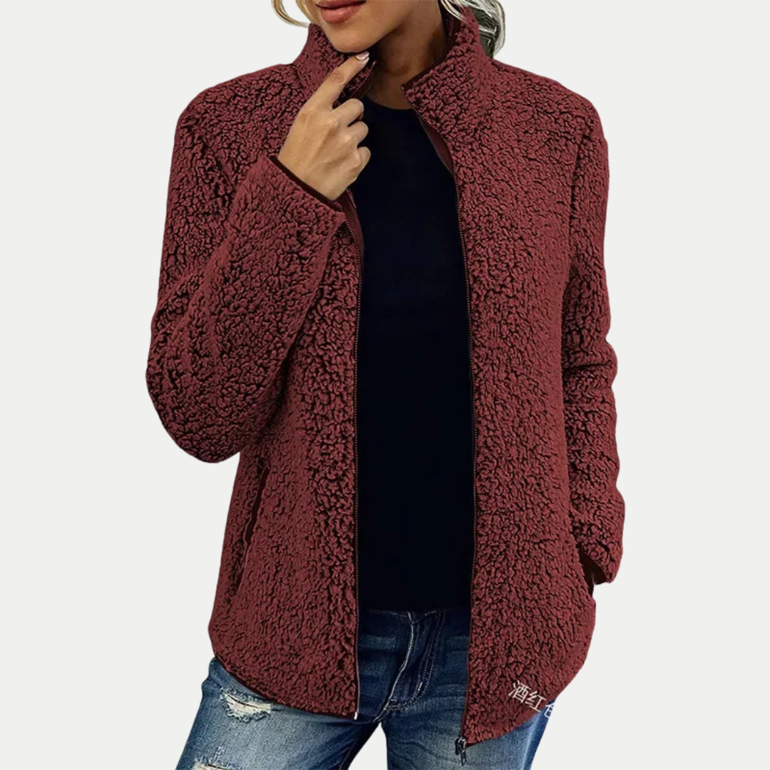 Martha | Warm Comfortable Fleece Jacket Red