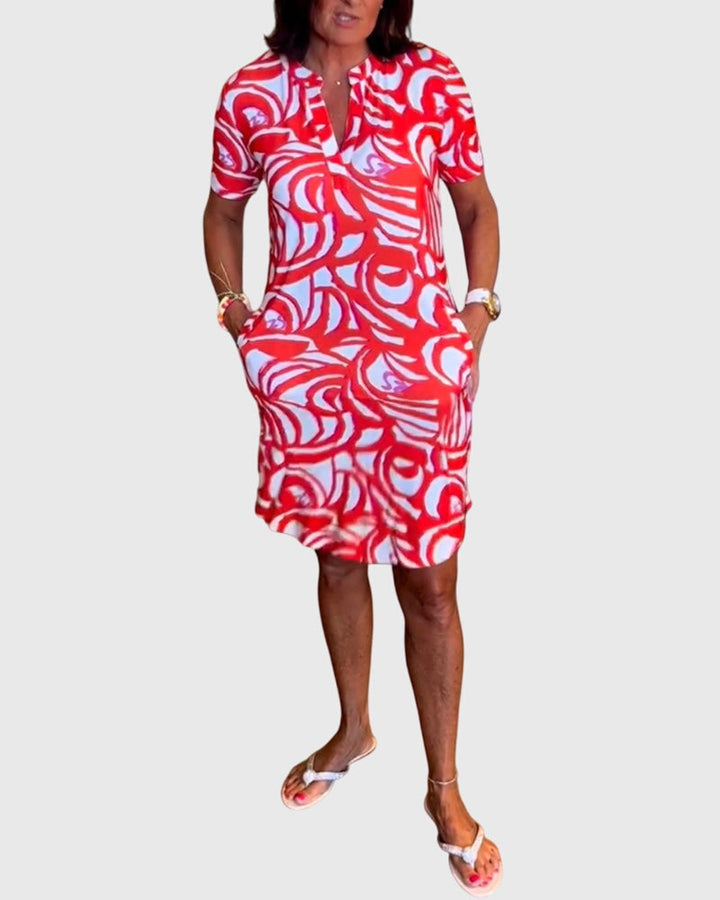 Juanita | Flattering Avenue Walk Dress Red