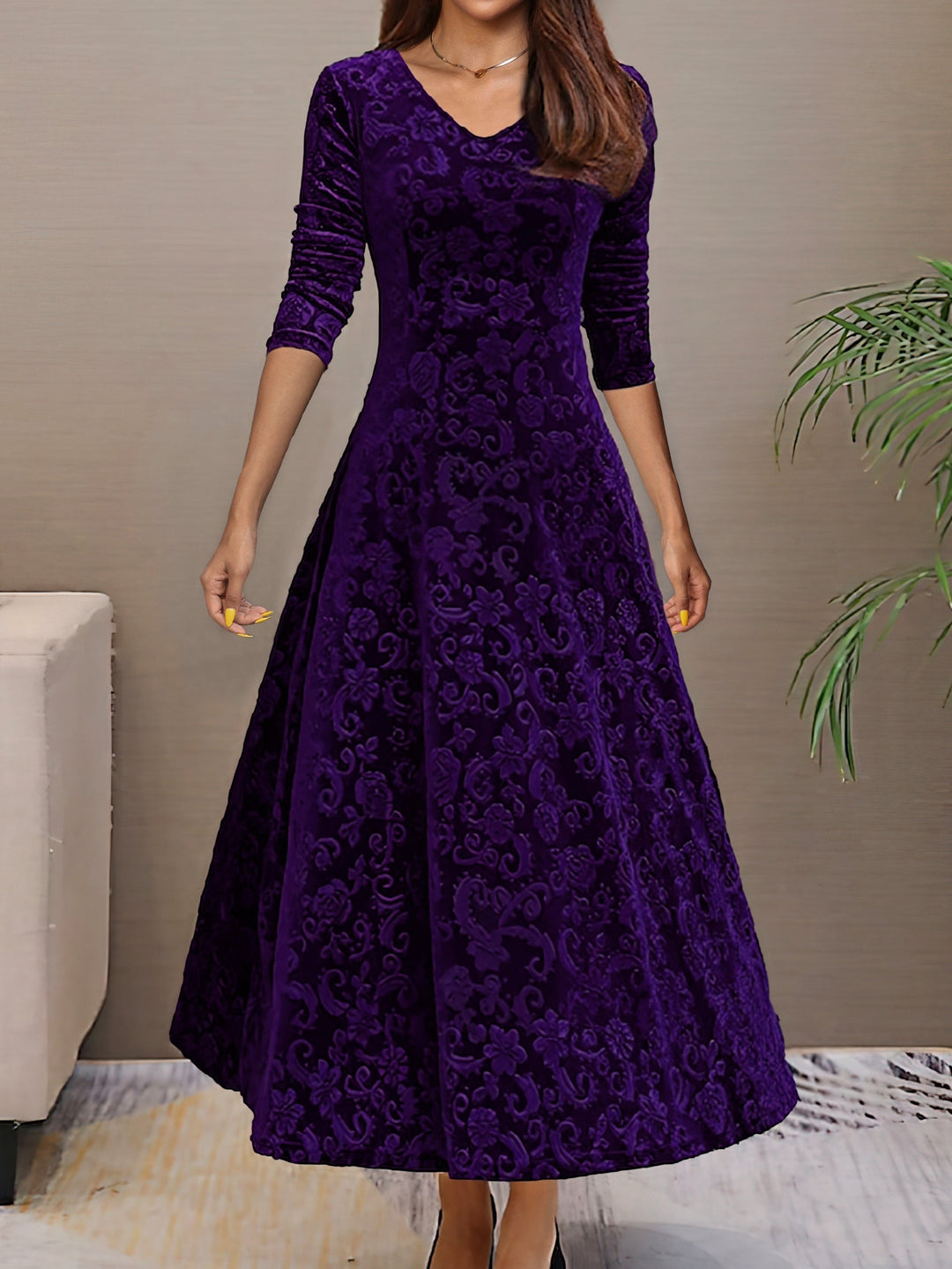 Kylie™ | Holiday Velvet Maxi Dress Purple